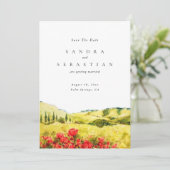 Waterverf Poppy lente bruiloft Opslaan De datum Kaart (Staand voorkant)