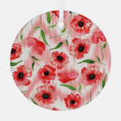 Waterverf: Poppy pioen ikat. Glas Ornament (Achterkant)