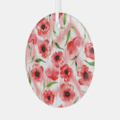 Waterverf: Poppy pioen ikat. Glas Ornament (Voorkant links)