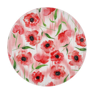 Waterverf: Poppy pioen ikat. Snijplank