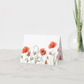 Waterverf Poppy Red-bruiloft voor wilde bloemen Bedankkaart (Achterkant)