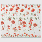 Waterverf Poppy Red-bruiloft voor wilde bloemen Cadeaupapier (Vlak)