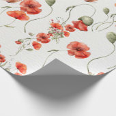 Waterverf Poppy Red-bruiloft voor wilde bloemen Cadeaupapier (Hoek)