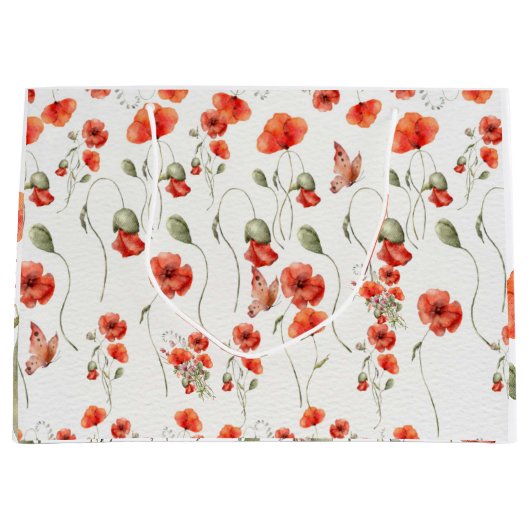 Waterverf Poppy Red-bruiloft voor wilde bloemen Groot Cadeauzakje (Voorkant)