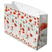 Waterverf Poppy Red-bruiloft voor wilde bloemen Groot Cadeauzakje (Achterkant Gekanteld)