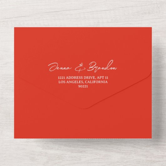 Waterverf Poppy Red Flowers Bruiloft All In One Uitnodiging (Achterkant)