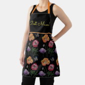 Waterverf Poppy Red Oranje Black Floral Apron Schort (Insitu)