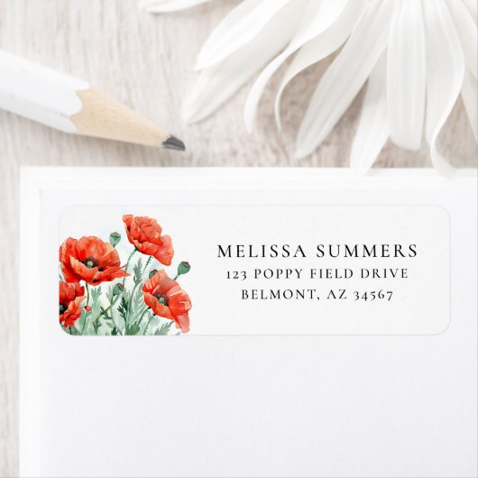 Waterverf Poppy retour adres label (Insitu)