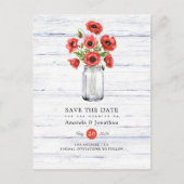 Waterverf Poppy rustieke Mason Jar bruiloft Aankondigingskaart (Voorkant)