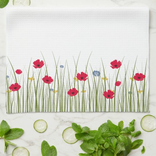 Waterverf Poppy Theedoek (Gevouwen)