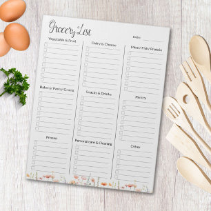 Waterverf Poppy wilde bloem Grocery Lijst Notitieblok