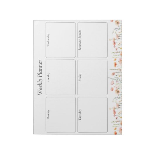 Waterverf Poppy Wildflower Bloemen weekplanner Notitieblok (Linkerzijde)