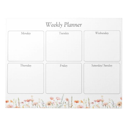 Waterverf Poppy Wildflower Bloemen weekplanner Notitieblok (Voorkant)