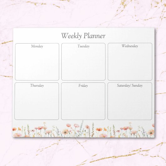 Waterverf Poppy Wildflower Bloemen weekplanner Notitieblok