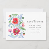 Waterverf Poppy Wildflowers Script Wedding Save The Date (Voorkant)