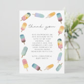 Waterverf Popsicle Baby shower Bedankkaart (Staand voorkant)