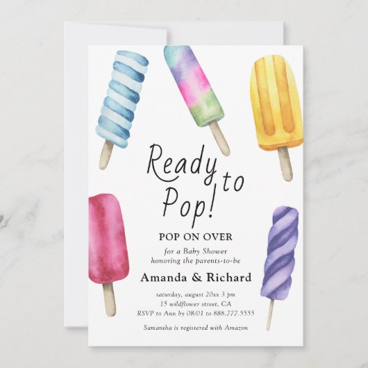 Waterverf Popsicle Baby shower Kaart (Voorkant)