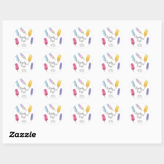 Waterverf Popsicle-Baby shower Ronde Sticker (Vel)