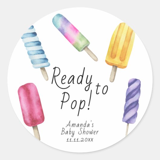 Waterverf Popsicle-Baby shower Ronde Sticker (Voorkant)