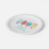 Waterverf Popsicle Blue Boy Birthday Papieren Bordje (Gekanteld)