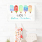 Waterverf Popsicle Blue Boy Birthday Spandoek (Insitu)