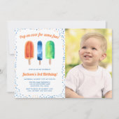 Waterverf Popsicle Boy Verjaardagsfeestfoto Kaart (Voorkant)