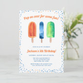Waterverf Popsicle Boy Verjaardagsfeestuitnodiging Kaart (Staand voorkant)