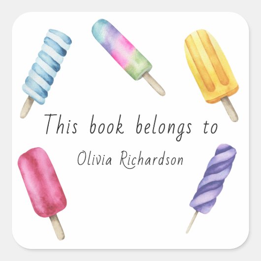 Waterverf Popsicle Dit boek behoort tot Vierkante Sticker (Voorkant)