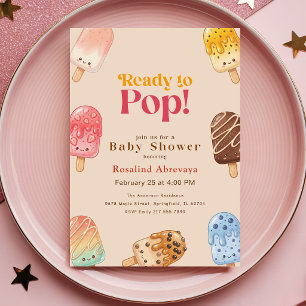 Waterverf Popsicle Klaar om Baby Shower te baren Kaart