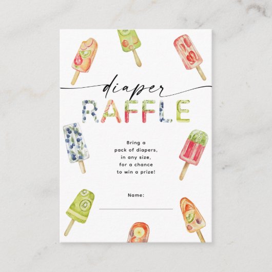 Waterverf Popsicle Klaar om Luier Raffle Pop Informatiekaartje (Voorkant)