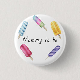 Waterverf Popsicle Mama in wording Ronde Button 3,2 Cm