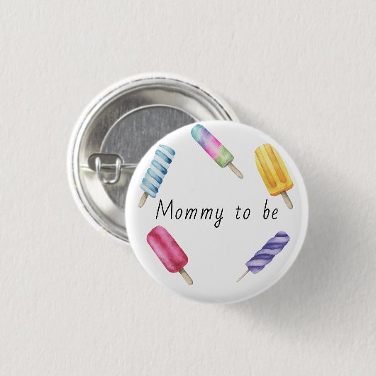 Waterverf Popsicle Mama te zijn Ronde Button 3,2 Cm (Voorkant /achterkant)