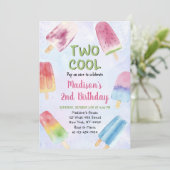 Waterverf Popsicle Party Two Cool 2e Verjaardag Kaart (Staand voorkant)