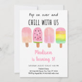 Waterverf Popsicle Pink Girl Birthday Kaart (Voorkant)