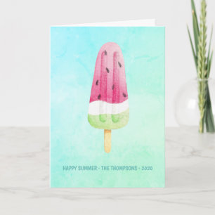 Waterverf Popsicle Summer Family Foto Greeting Feestdagen Kaart