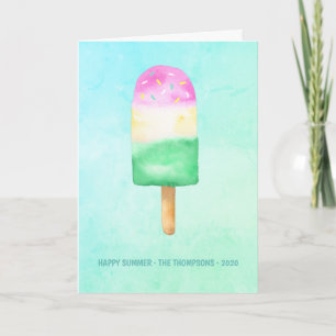 Waterverf Popsicle Summer Family Foto Greeting Feestdagen Kaart