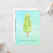 Waterverf Popsicle Summer Family Foto Greeting Kaart (Voorkant / Achterkant in situ)