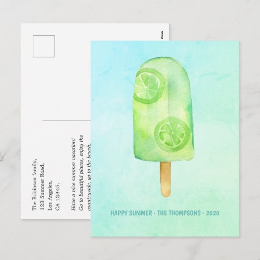 Waterverf Popsicle Summer Greeting Feestdagenkaart (Voorkant / Achterkant)