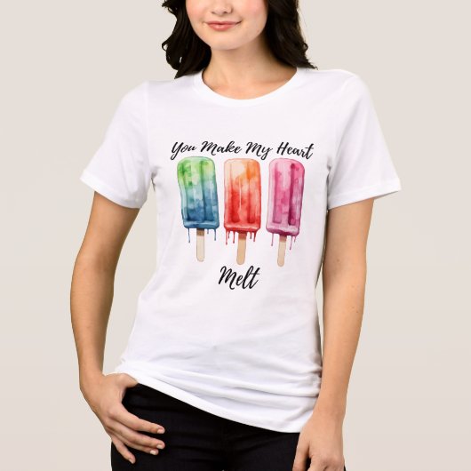 Waterverf Popsicle Summer White Tri-Blend Shirt (Voorkant)