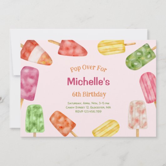 Waterverf Popsicle Zomdag Kaart (Voorkant)