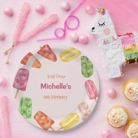 Waterverf Popsicle Zomdag Papieren Bordje (Feest)