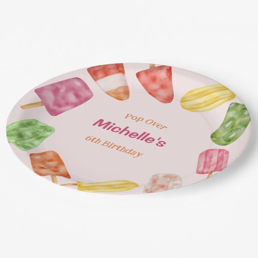 Waterverf Popsicle Zomdag Papieren Bordje (Gekanteld)