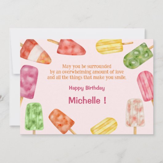Waterverf Popsicle Zomdag Wenskaart Feestdagenkaart (Voorkant)