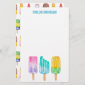 Waterverf Popsicles Briefpapier (Voorkant / Achterkant)