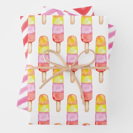 Waterverf Popsicles Chevron Inpakpapier Vel (In situ)