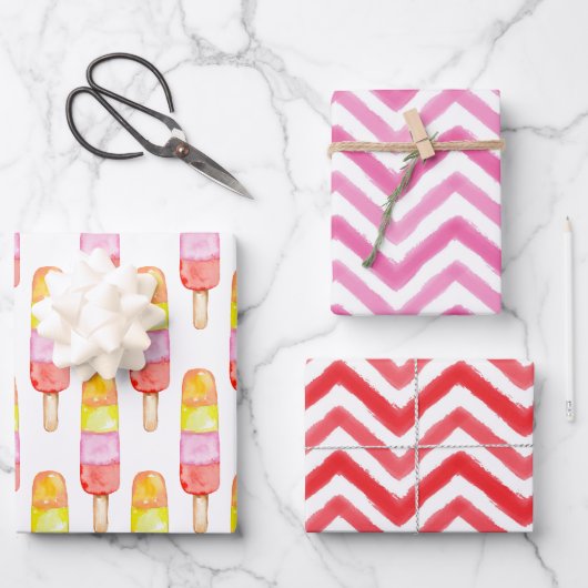 Waterverf Popsicles Chevron Inpakpapier Vel (Voorkant)