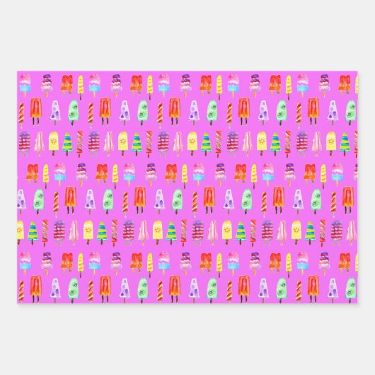 Waterverf Popsicles handbediende regenboog Inpakpapier Vel (Voorkant 3)