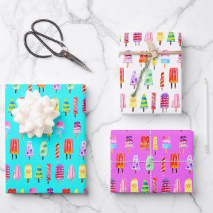 Waterverf Popsicles handbediende regenboog Inpakpapier Vel