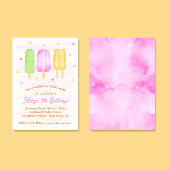 Waterverf Popsicles Kleurrijk Meisje 3e Verjaardag Kaart