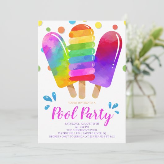 Waterverf Popsicles Pool Kaart (Staand voorkant)